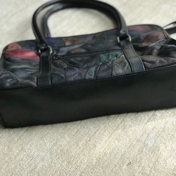 Vintage Leather Patchwork Shoulder Bag - Picture 2 of 6